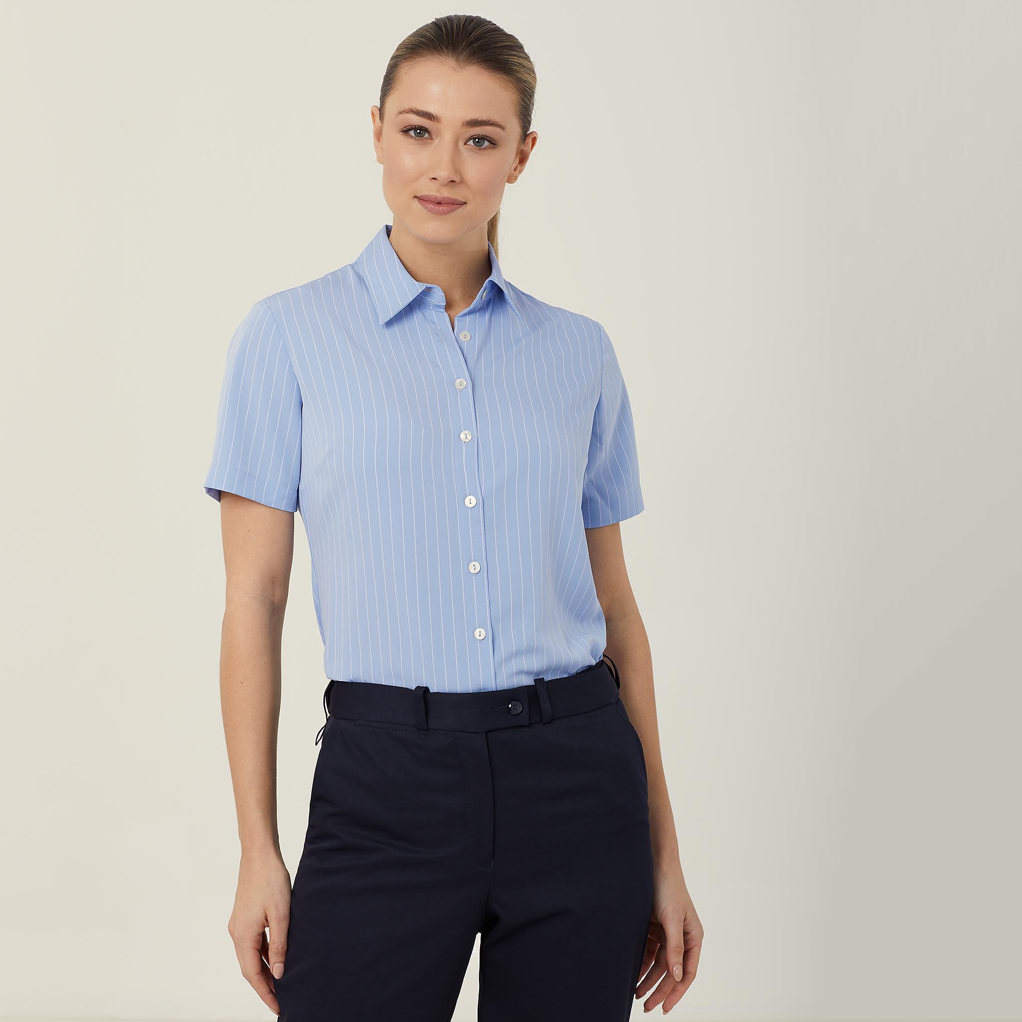 Short Sleeve Action Back Shirt, blue 