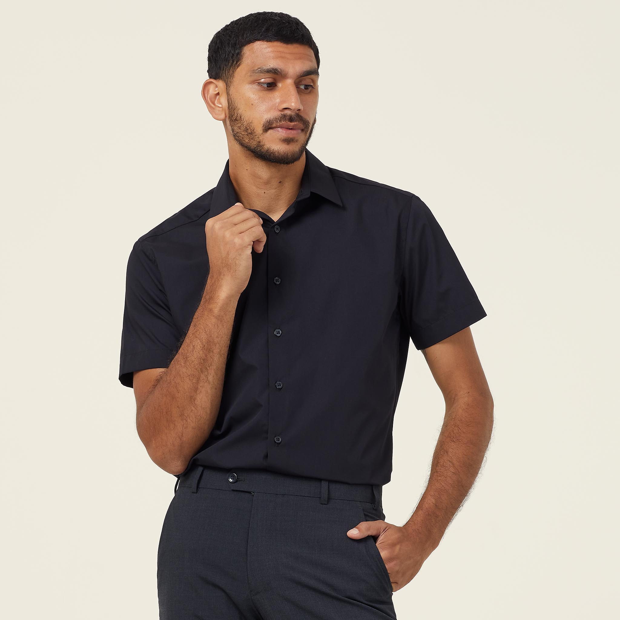 Poplin Short Sleeve Shirt, black | NNT Uniforms