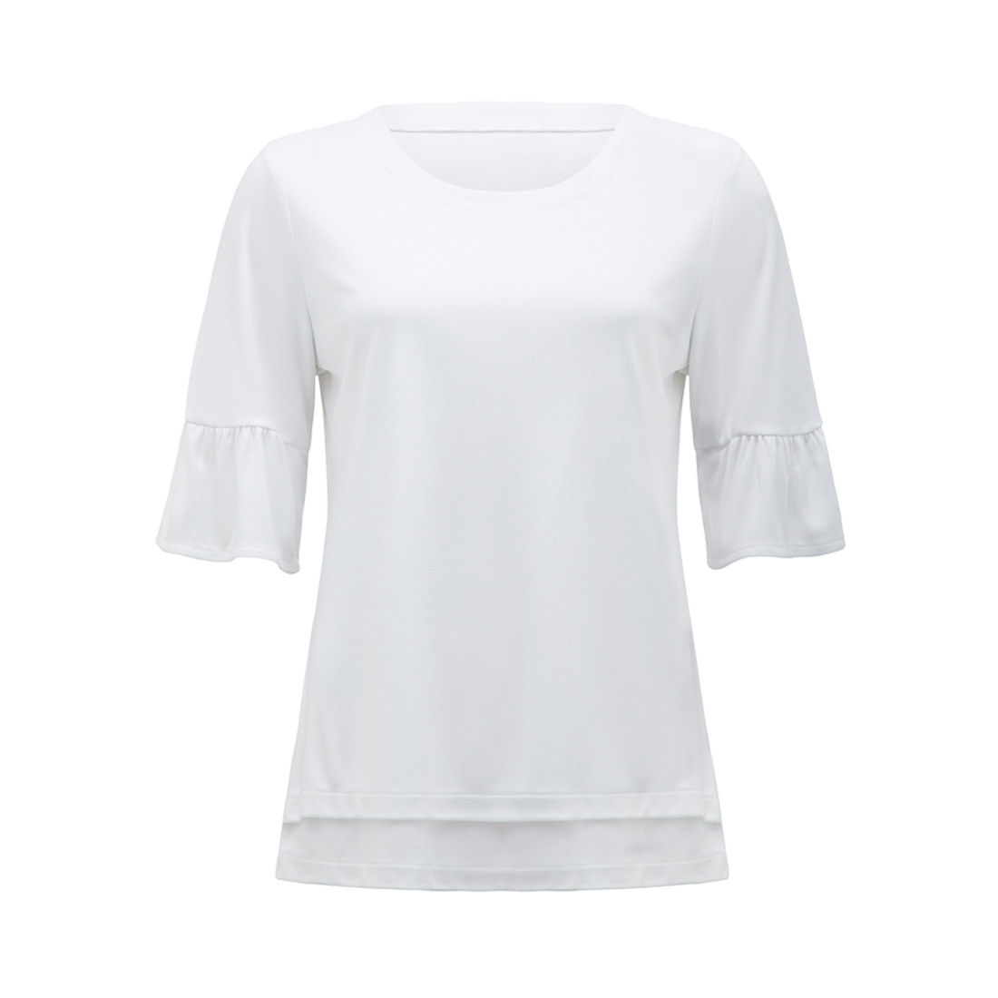 Short Sleeve Ruffle Sleeve Top, white 